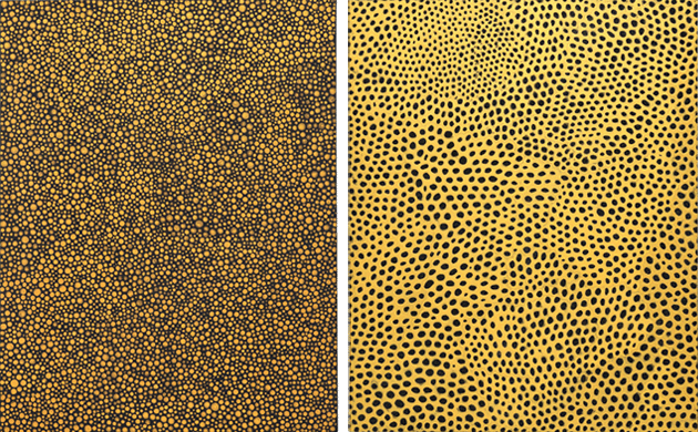Left: The present lot    Right: Lot X, Yayoi Kusama, INFINITY-NETS (GMBKA), 2013 Phillips Hong Kong Evening Sale, 1 December 2022 Estimate: HKD12,000,000 - 18,000,000 Image and Artwork: © YAYOI KUSAMA